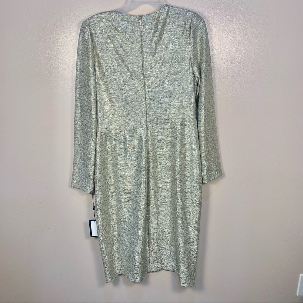 Adriana Papell Metallic Foiled Jersey Wrap Dress - Picture 11 of 13